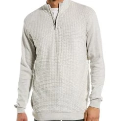 men Point Zero Brick Stitch Mock Neck Sweater