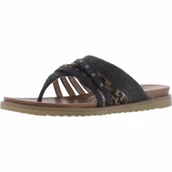 Very G Womens Slip On Animal Print Flat Sandals