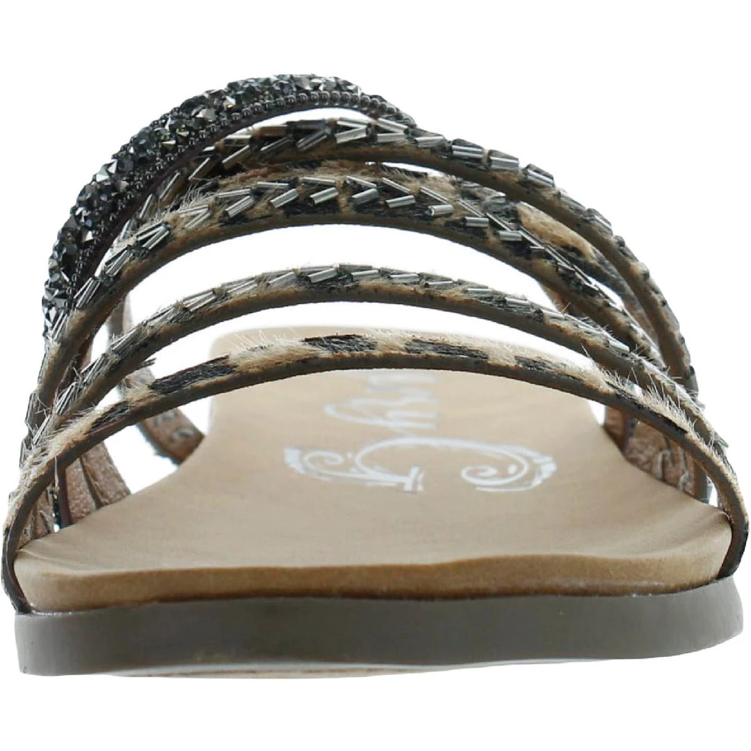 Very G Womens Faux Fur Animal Print Strappy Sandals 3 Very G Womens Faux Fur Animal Print Strappy Sandals - Image 3