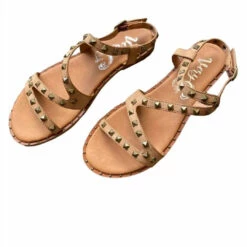 Very G women Athena Studded Sandal in Tan