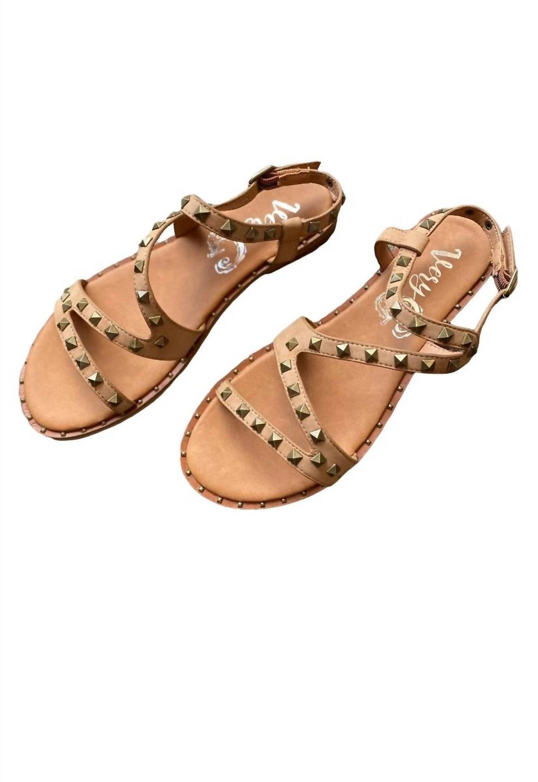Very G women Athena Studded Sandal in Tan 1 Very G women Athena Studded Sandal in Tan