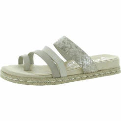 Very G Groove Womens Snake Print Toe Loop Flatform Sandals