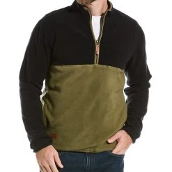 men Point Zero Colorblocked Soft Mock Zip Micro Polar Fleece 1/4-Zip
