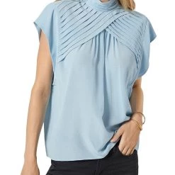 Joie Womens Silk Mock Neck Blouse