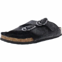 Very G Monroe Womens Faux Fur Slides Footbed Sandals