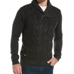 men Point Zero Cross Shawl Neck Sweater
