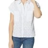 Joie Camille Womens Burnout Cotton Button-Down Top