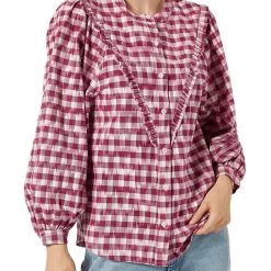 Joie Burness Womens Cotton Ruffled Button-Down Top