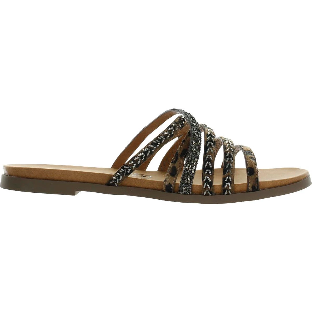 Very G Womens Faux Fur Animal Print Strappy Sandals 2 Very G Womens Faux Fur Animal Print Strappy Sandals - Image 2