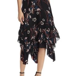 Joie Womens Floral Printed Layered Tiered Skirt