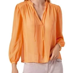 Joie Jindrah Womens Silk Luxury Peasant Top