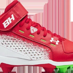 Under Armour Men'S Harper 6 Mid Rm Baseball Shoe in Red/Hyper Green