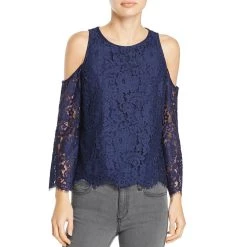 Joie Womens Lace Cold Shoulder Pullover Top