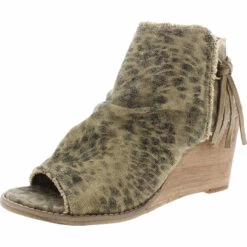 Very G Keely Womens Canvas Zip Up Wedge Heels