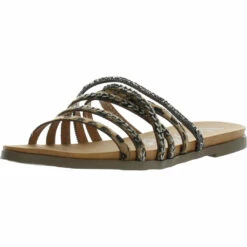 Very G store 34 Very G Womens Faux Fur Animal Print Strappy Sandals