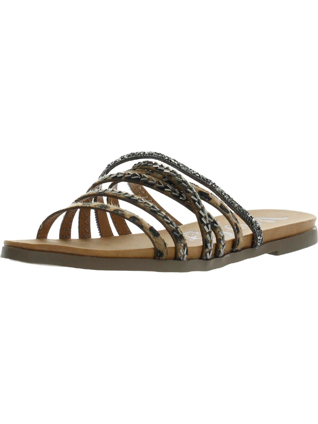 Very G Womens Faux Fur Animal Print Strappy Sandals 1 Very G Womens Faux Fur Animal Print Strappy Sandals