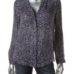 Joie Womens Silk Pattern Button-Down Top