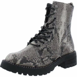 Very G Conquest Womens Faux Leather Ankle Combat & Lace-up Boots