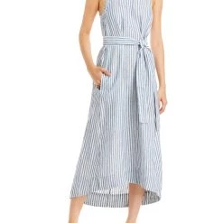 Joie Julieta Womens Linen Striped Midi Dress