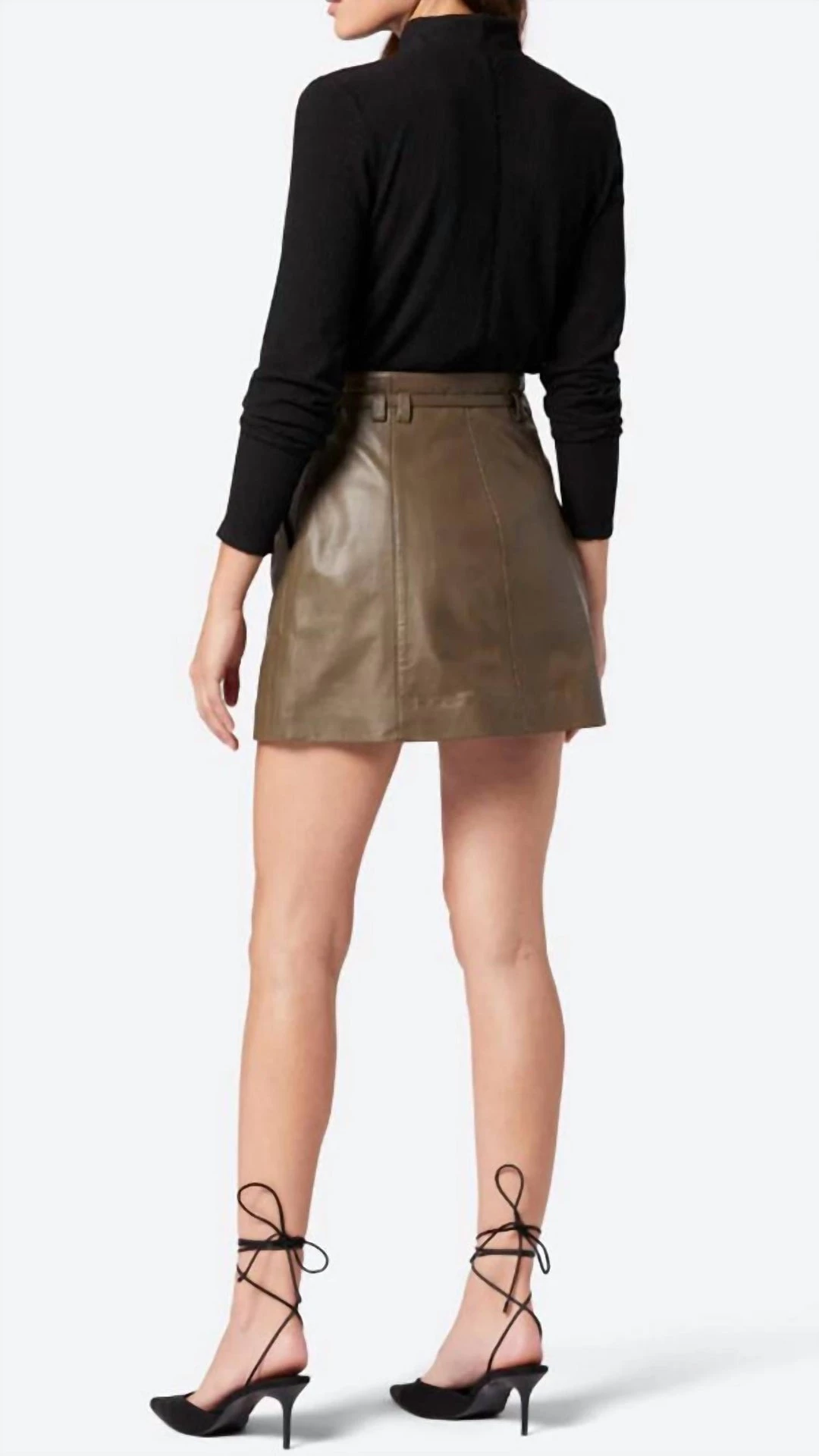 Joie women Tolain Leather Skirt in Stone Grey 3 Joie women Tolain Leather Skirt in Stone Grey - Image 3
