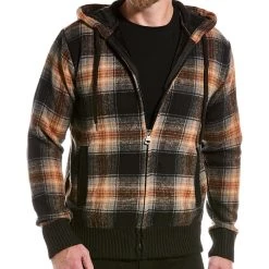 men Point Zero Hooded Flannel Jacket