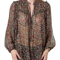 Joie Womens Floral Sheer Blouse